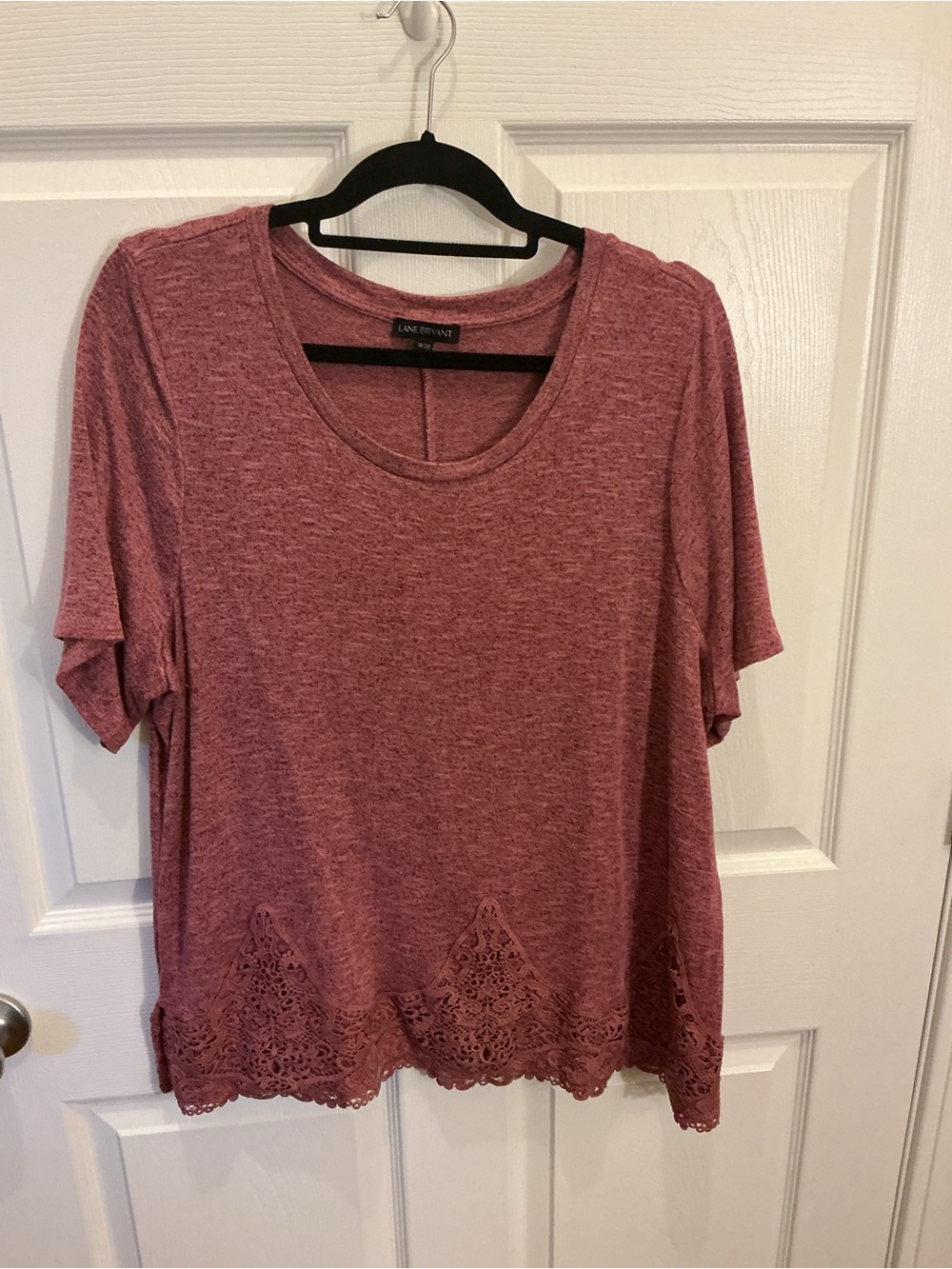 Lane Bryant Rose Brick Red Crochet-Hem Scoop Neck Top